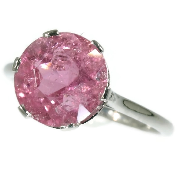Estate pink stone engagement ring 3.60 carat tourmaline